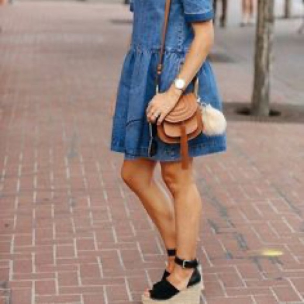 Marc Fisher Espadrille Platform Wedge Sandals in Black Suede